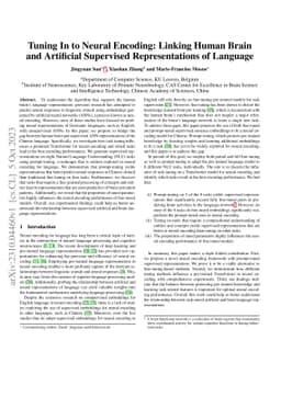 Tuning In to Neural Encoding: Linking Human Brain and Artificial
  Supervised Representations of Language