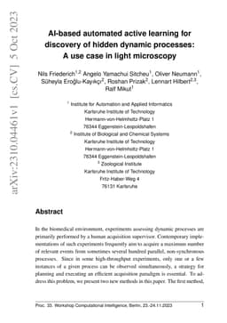 AI-based automated active learning for discovery of hidden dynamic
  processes: A use case in light microscopy