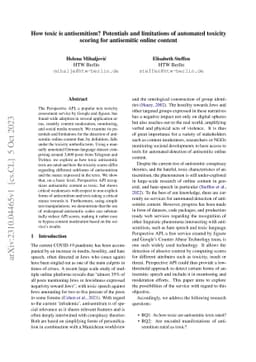 How toxic is antisemitism? Potentials and limitations of automated
  toxicity scoring for antisemitic online content