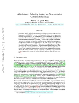 Ada-Instruct: Adapting Instruction Generators for Complex Reasoning
