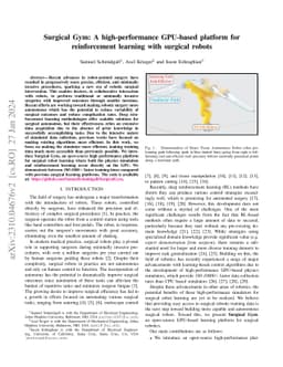 Surgical Gym: A high-performance GPU-based platform for reinforcement
  learning with surgical robots