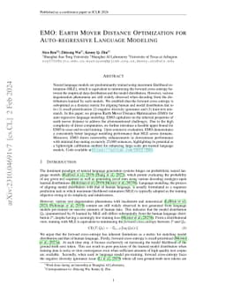 EMO: Earth Mover Distance Optimization for Auto-Regressive Language
  Modeling