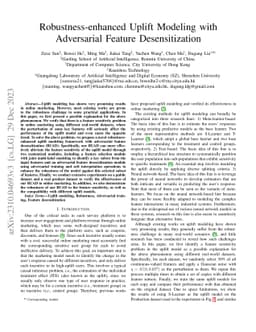 Robustness-enhanced Uplift Modeling with Adversarial Feature
  Desensitization