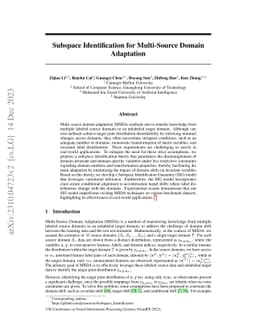 Subspace Identification for Multi-Source Domain Adaptation