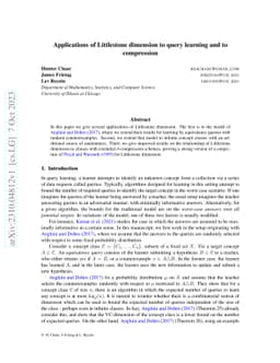Applications of Littlestone dimension to query learning and to
  compression