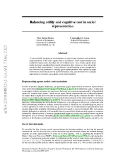 Balancing utility and cognitive cost in social representation