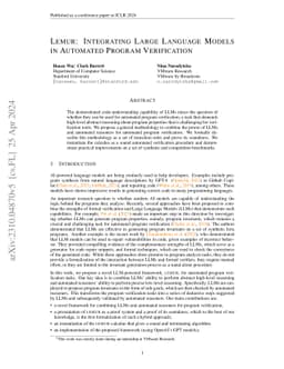 Lemur: Integrating Large Language Models in Automated Program
  Verification