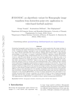 $H$-RANSAC, an algorithmic variant for Homography image transform from
  featureless point sets: application to video-based football analytics