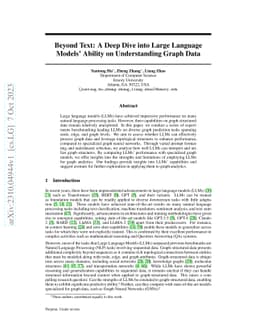 Beyond Text: A Deep Dive into Large Language Models' Ability on
  Understanding Graph Data