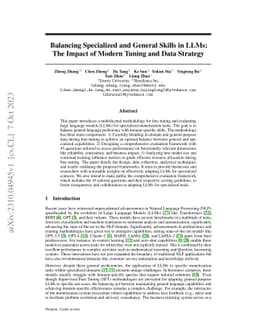 Balancing Specialized and General Skills in LLMs: The Impact of Modern
  Tuning and Data Strategy