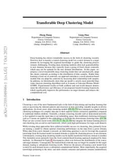 Transferable Deep Clustering Model