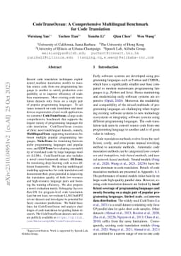 CodeTransOcean: A Comprehensive Multilingual Benchmark for Code
  Translation
