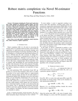 Robust matrix completion via Novel M-estimator Functions