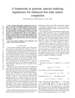 A framework to generate sparsity-inducing regularizers for enhanced
  low-rank matrix completion