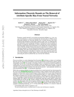 Information-Theoretic Bounds on The Removal of Attribute-Specific Bias
  From Neural Networks