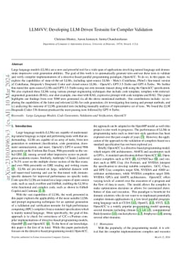 LLM4VV: Developing LLM-Driven Testsuite for Compiler Validation