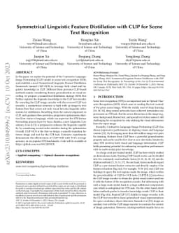 Symmetrical Linguistic Feature Distillation with CLIP for Scene Text
  Recognition