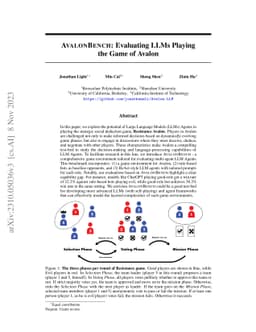 AvalonBench: Evaluating LLMs Playing the Game of Avalon