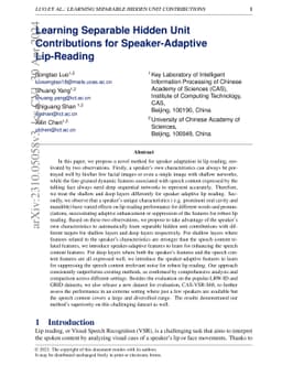 Learning Separable Hidden Unit Contributions for Speaker-Adaptive
  Lip-Reading