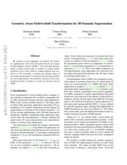 Geometry Aware Field-to-field Transformations for 3D Semantic
  Segmentation