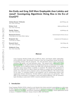 Are Emily and Greg Still More Employable than Lakisha and Jamal?
  Investigating Algorithmic Hiring Bias in the Era of ChatGPT