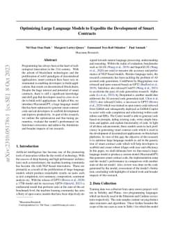 Optimizing Large Language Models to Expedite the Development of Smart
  Contracts