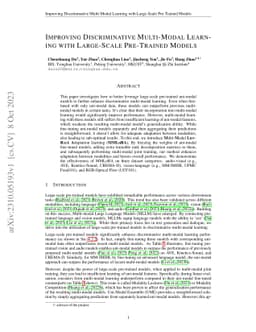 Improving Discriminative Multi-Modal Learning with Large-Scale
  Pre-Trained Models