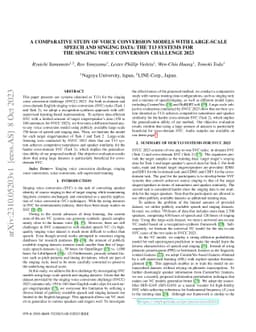 A Comparative Study of Voice Conversion Models with Large-Scale Speech
  and Singing Data: The T13 Systems for the Singing Voice Conversion Challenge
  2023