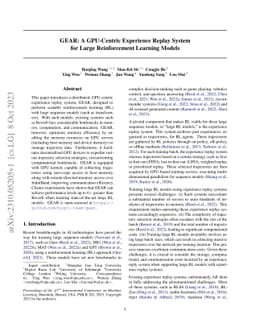GEAR: A GPU-Centric Experience Replay System for Large Reinforcement
  Learning Models