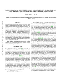 Boosting Facial Action Unit Detection Through Jointly Learning Facial
  Landmark Detection and Domain Separation and Reconstruction