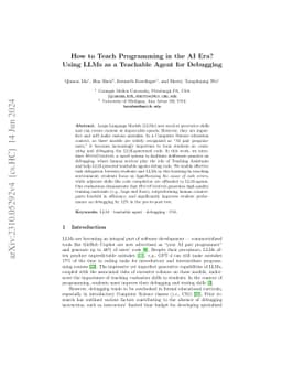 How to Teach Programming in the AI Era? Using LLMs as a Teachable Agent
  for Debugging