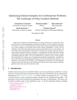 Optimizing Solution-Samplers for Combinatorial Problems: The Landscape
  of Policy-Gradient Methods