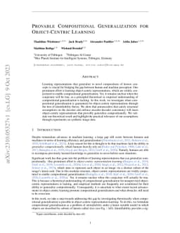 Provable Compositional Generalization for Object-Centric Learning