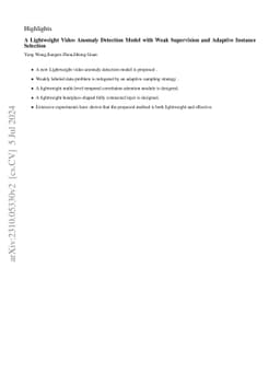 A Lightweight Video Anomaly Detection Model with Weak Supervision and
  Adaptive Instance Selection