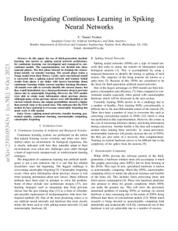 Investigating Continuous Learning in Spiking Neural Networks