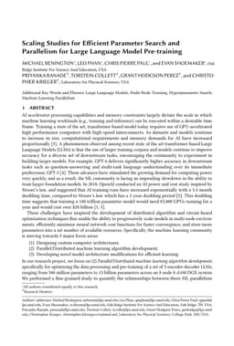 Scaling Studies for Efficient Parameter Search and Parallelism for Large
  Language Model Pre-training
