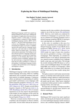 Exploring the Maze of Multilingual Modeling