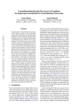 Causal Reasoning through Two Layers of Cognition for Improving
  Generalization in Visual Question Answering