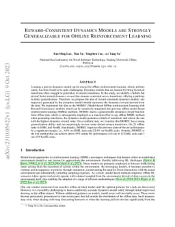 Reward-Consistent Dynamics Models are Strongly Generalizable for Offline
  Reinforcement Learning