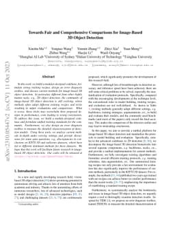 Towards Fair and Comprehensive Comparisons for Image-Based 3D Object
  Detection