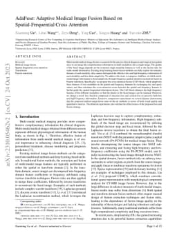 AdaFuse: Adaptive Medical Image Fusion Based on Spatial-Frequential
  Cross Attention