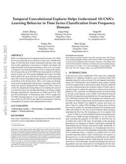 Temporal Convolutional Explorer Helps Understand 1D-CNN's Learning
  Behavior in Time Series Classification from Frequency Domain