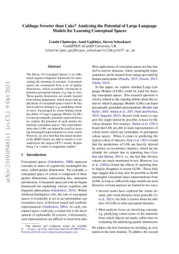 Cabbage Sweeter than Cake? Analysing the Potential of Large Language
  Models for Learning Conceptual Spaces