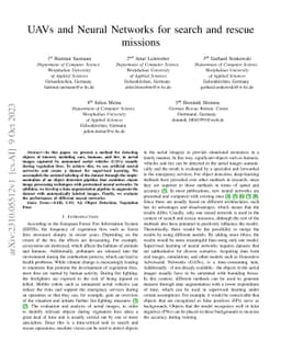 UAVs and Neural Networks for search and rescue missions