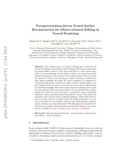 Parameterization-driven Neural Surface Reconstruction for
  Object-oriented Editing in Neural Rendering