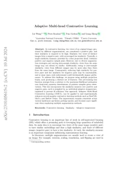Adaptive Multi-head Contrastive Learning