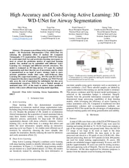 High Accuracy and Cost-Saving Active Learning 3D WD-UNet for Airway
  Segmentation