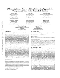 LARA: A Light and Anti-overfitting Retraining Approach for Unsupervised
  Time Series Anomaly Detection