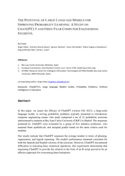 The potential of large language models for improving probability
  learning: A study on ChatGPT3.5 and first-year computer engineering students