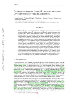 Climate-sensitive Urban Planning through Optimization of Tree Placements